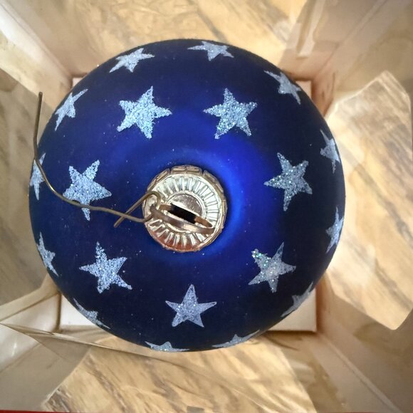 Vintage Handmade Hand Painted Glass God Bless America Ornament Red White Blue - Picture 9 of 14